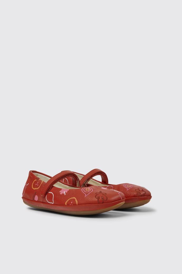 Twins Red leather ballerinas for girls by CAMPER