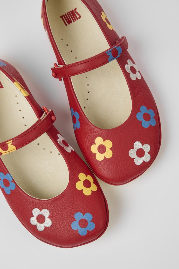 Twins Red leather ballerinas for kids by CAMPER
