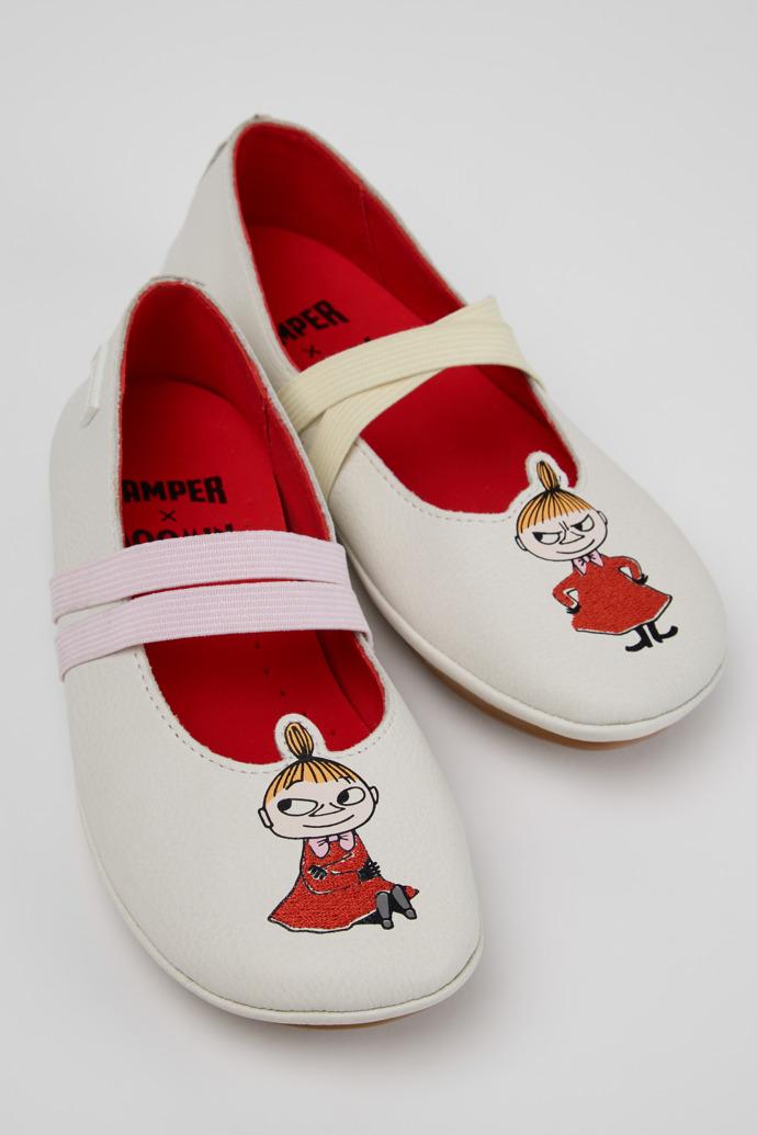 Twins White Leather Ballerinas for Kids. by CAMPER