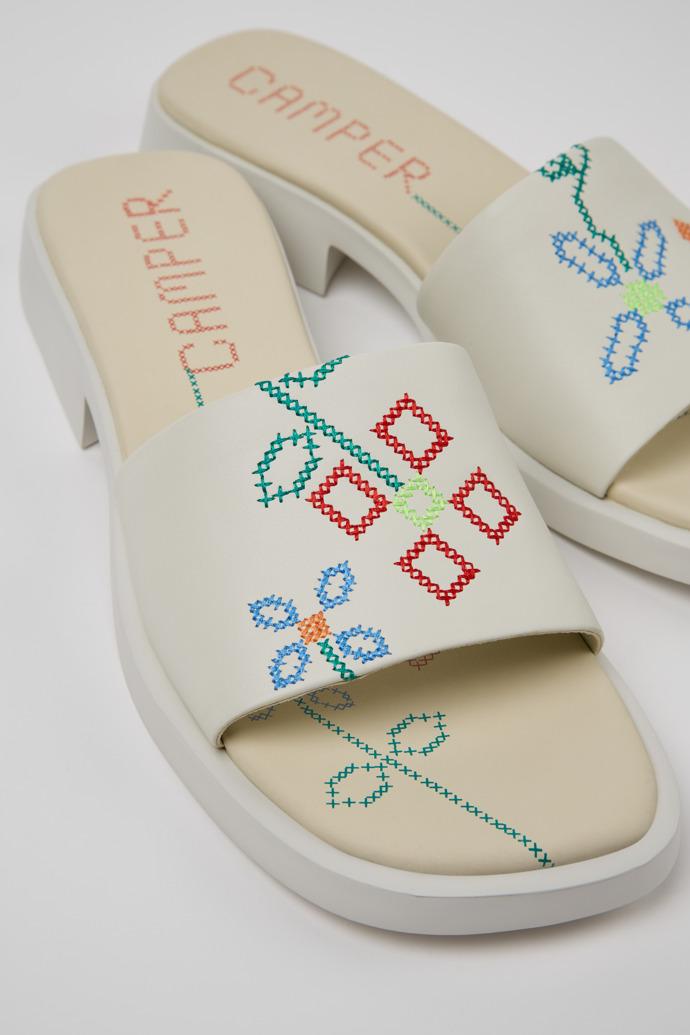 Twins White Leather Sandals for Women. by CAMPER