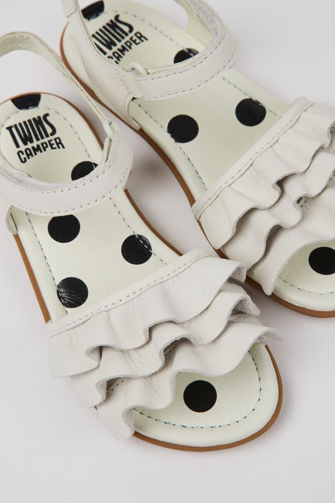 Twins White Leather Sandals for kids. by CAMPER