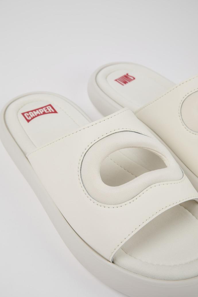 Twins White Leather/Textile Slide for Women by CAMPER