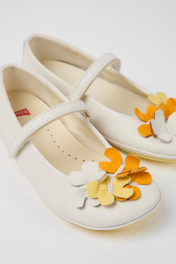 Twins White leather ballerinas for kids by CAMPER