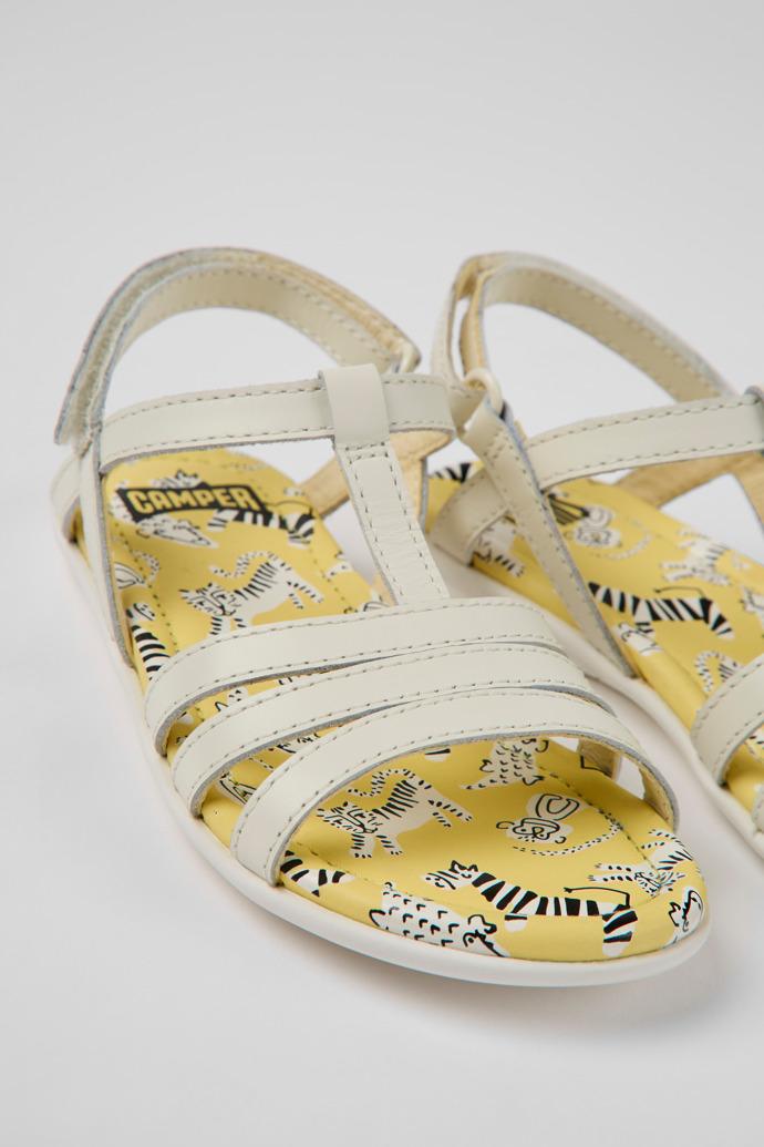 Twins White leather sandals for kids by CAMPER