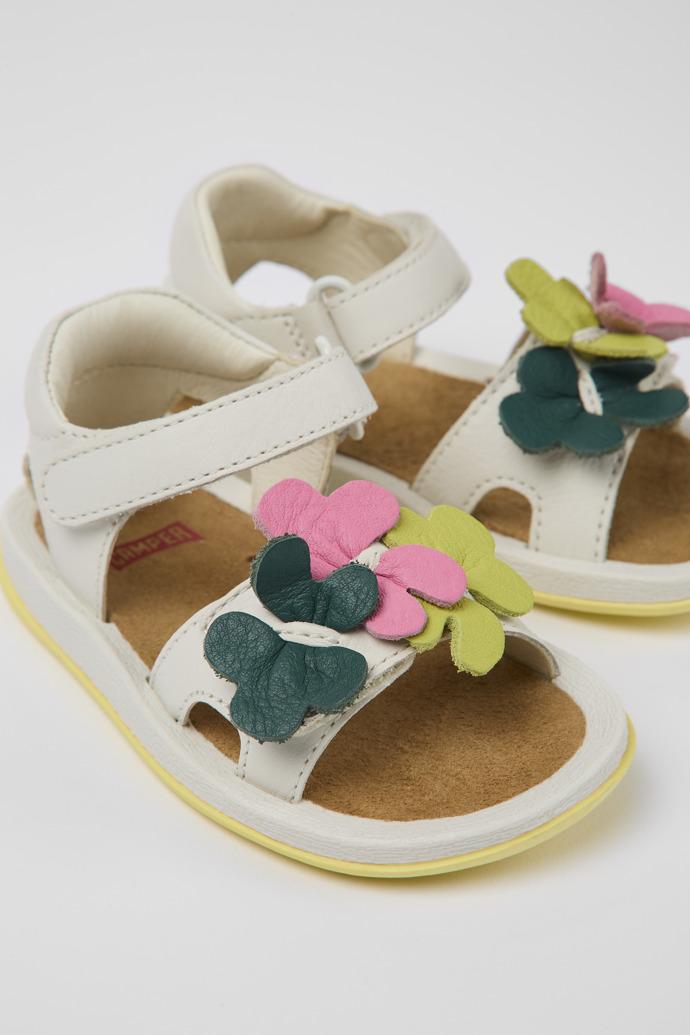 Twins White leather sandals for kids by CAMPER