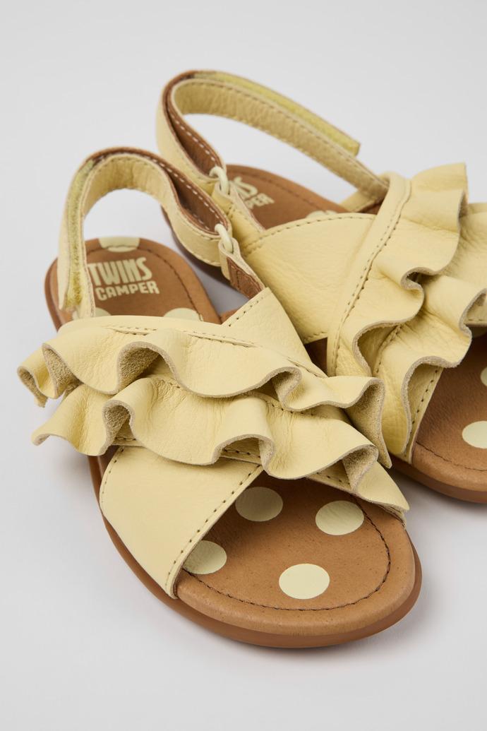 Twins Yellow Leather Sandals for kids. by CAMPER