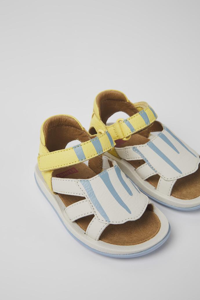 Twins Yellow and white leather sandals for kids by CAMPER