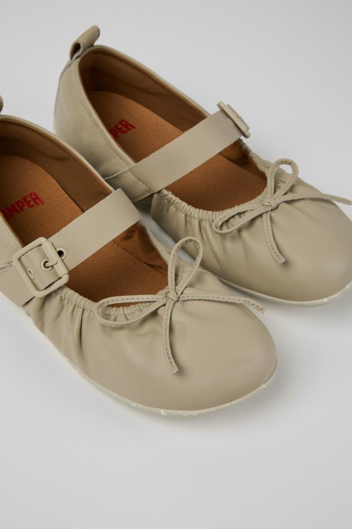 Wabi Beige Leather Ballerinas for Women. by CAMPER