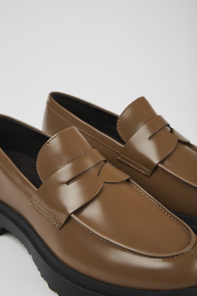 Walden Brown leather loafers for men by CAMPER