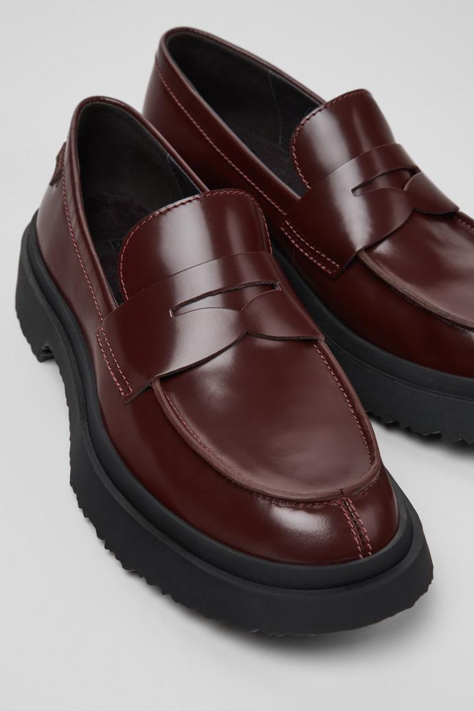 Walden Burgundy Leather Moccasins for Women. by CAMPER
