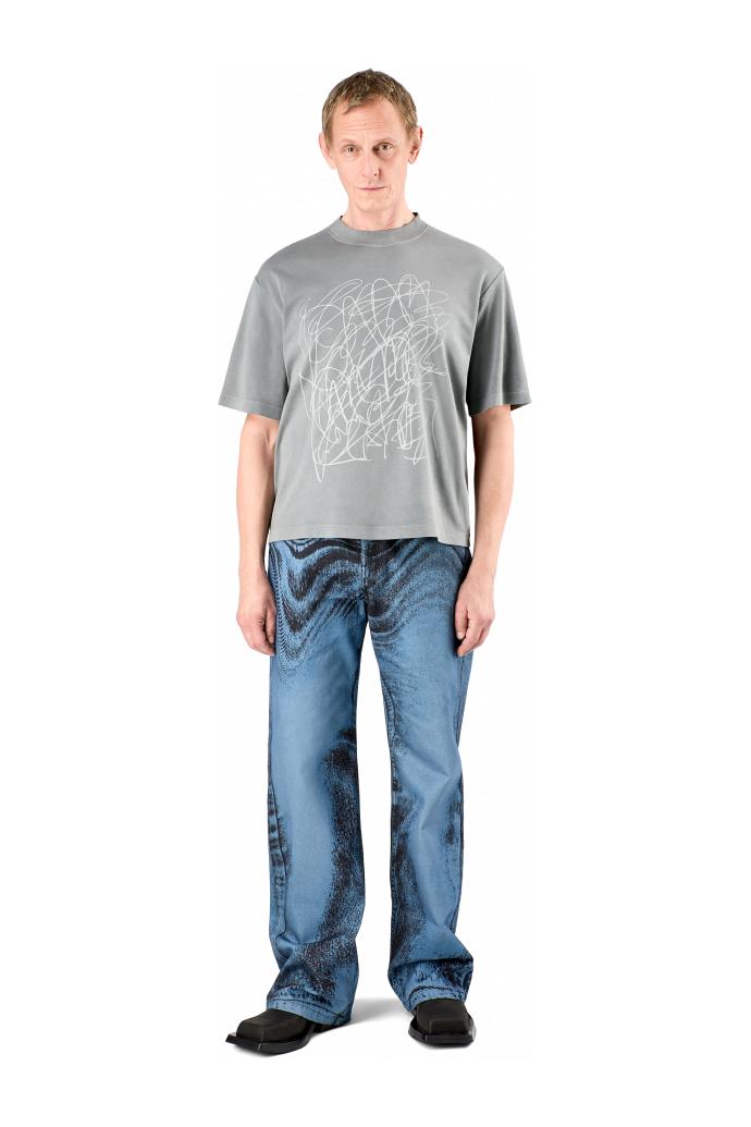 Denim Jeans Dark Blue-Black Distorted Print Denim Jeans by CAMPERLAB