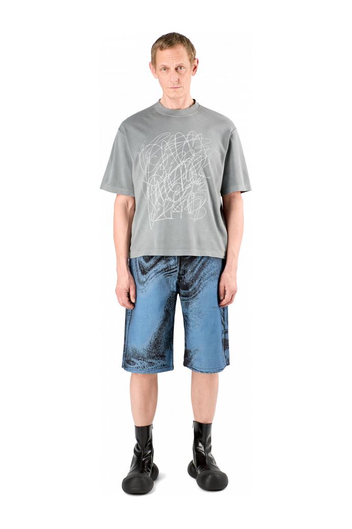 Denim Shorts Dark Blue-Black Distorted Print Denim Shorts by CAMPERLAB