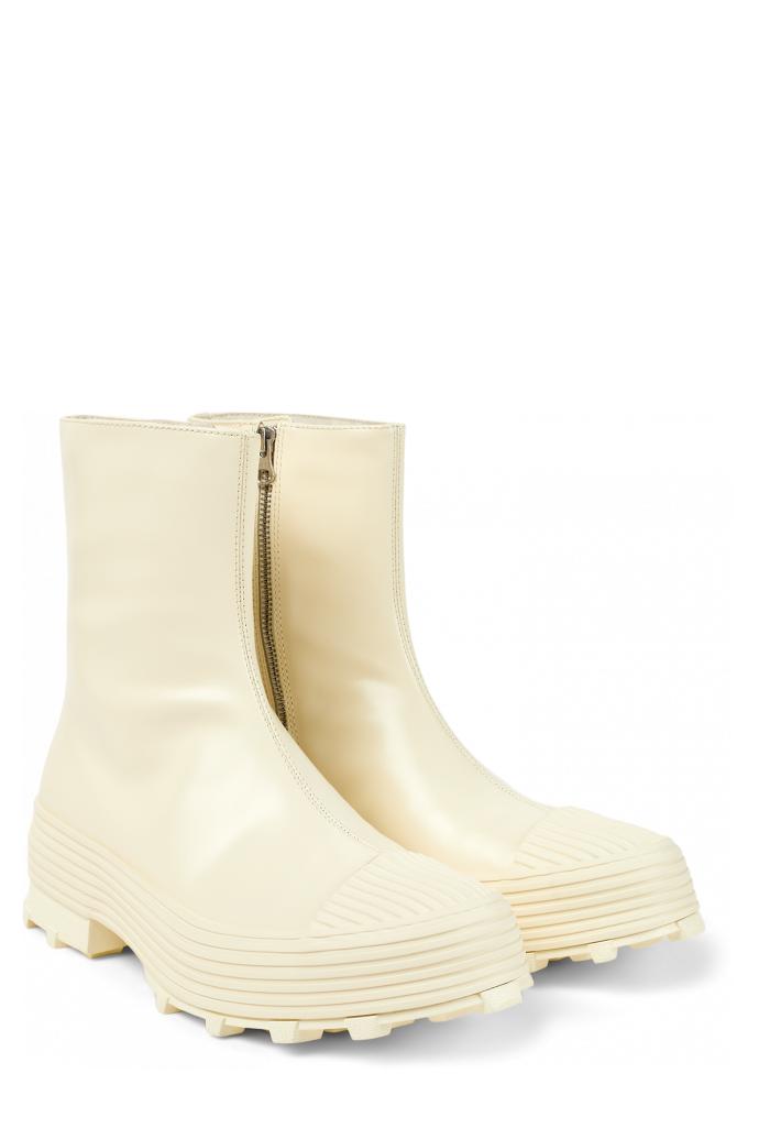 Traktori White Leather Zip Bootie by CAMPERLAB