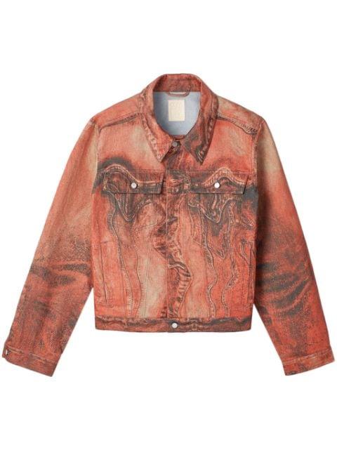 abstract-pattern denim jacket by CAMPERLAB