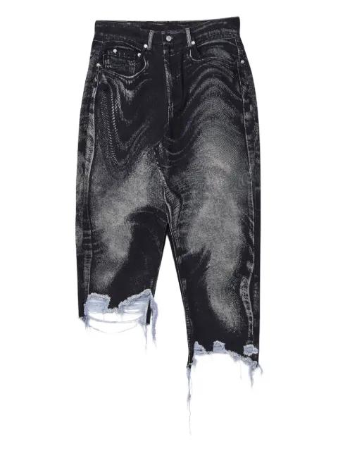 acid-wash frayed denim skirt by CAMPERLAB