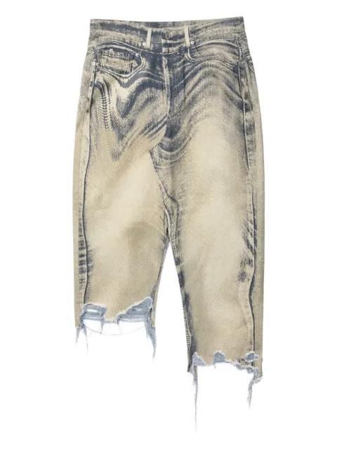 frayed denim asymmetric skirt by CAMPERLAB