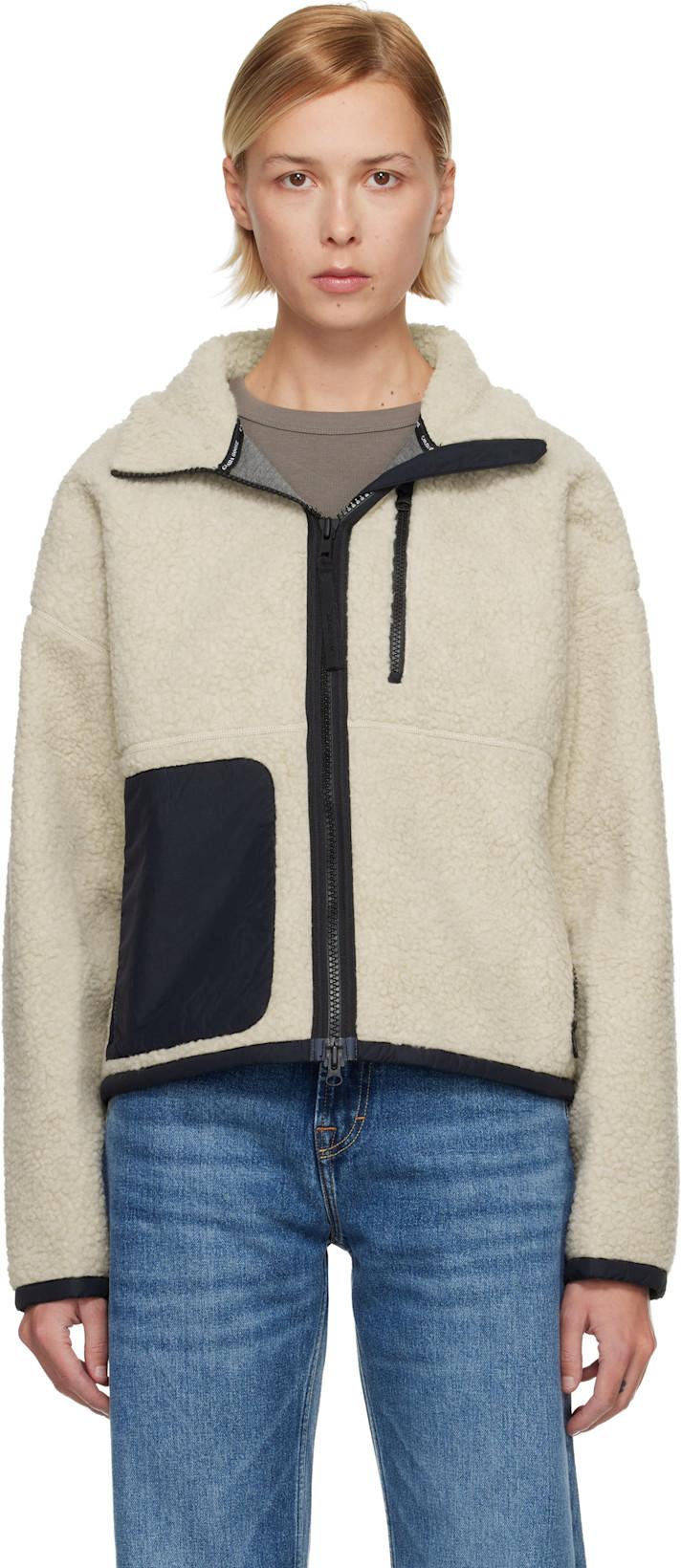 Beige Simcoe Zip Up Fleece Jacket by CANADA GOOSE