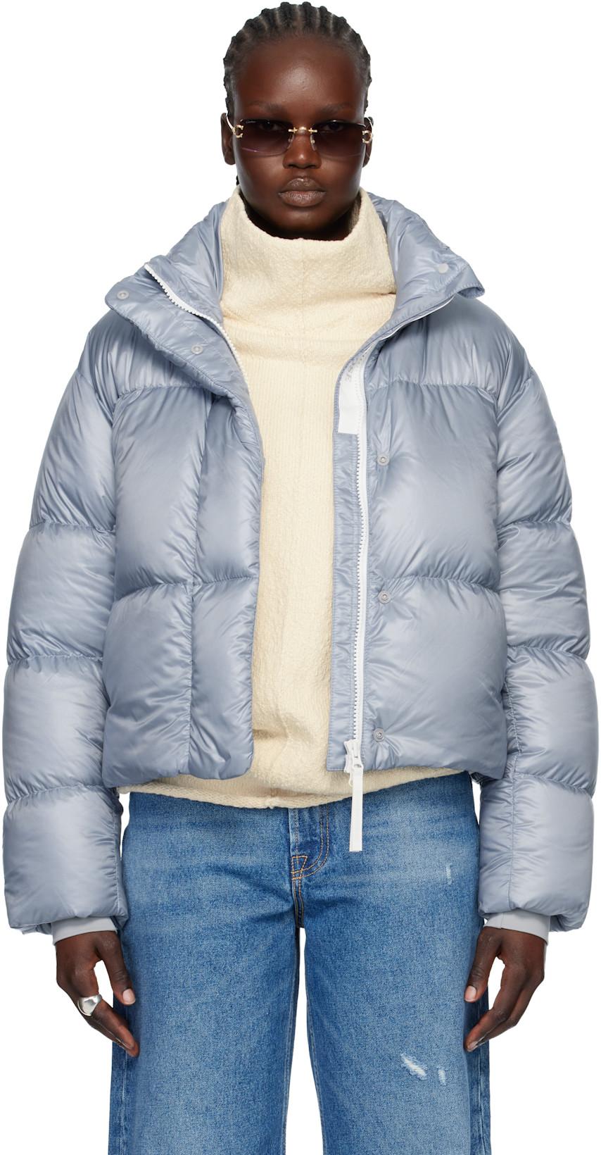 Blue 'White Label' Cypress Cropped Down Jacket by CANADA GOOSE