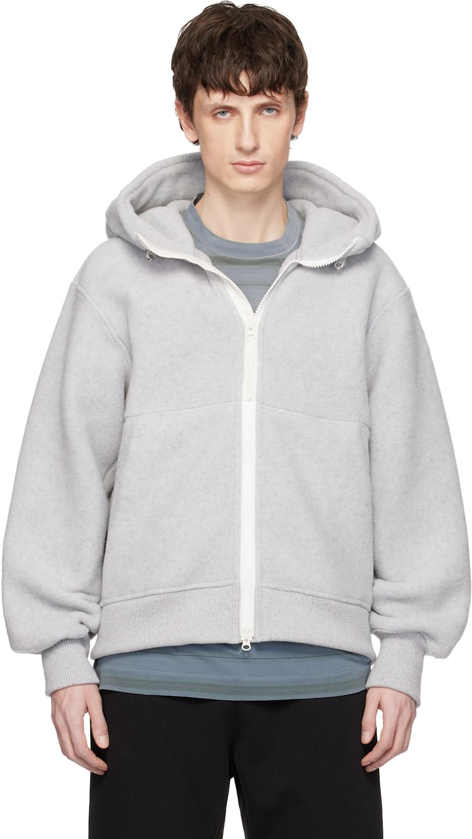 Gray 'White Label' Chilliwack Fleece Bomber Hoodie by CANADA GOOSE