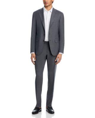 Capri Textured Tonal Windowpane Slim Fit Suit by CANALI