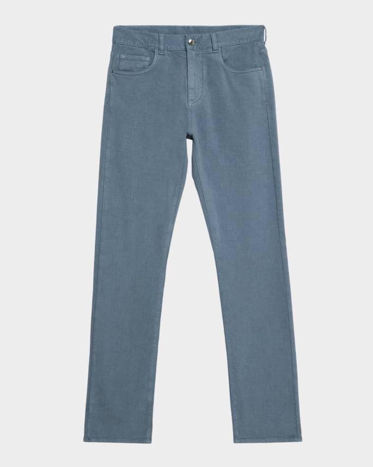 Men's Cotton-Stretch Trim Fit Five-Pocket Pants by CANALI