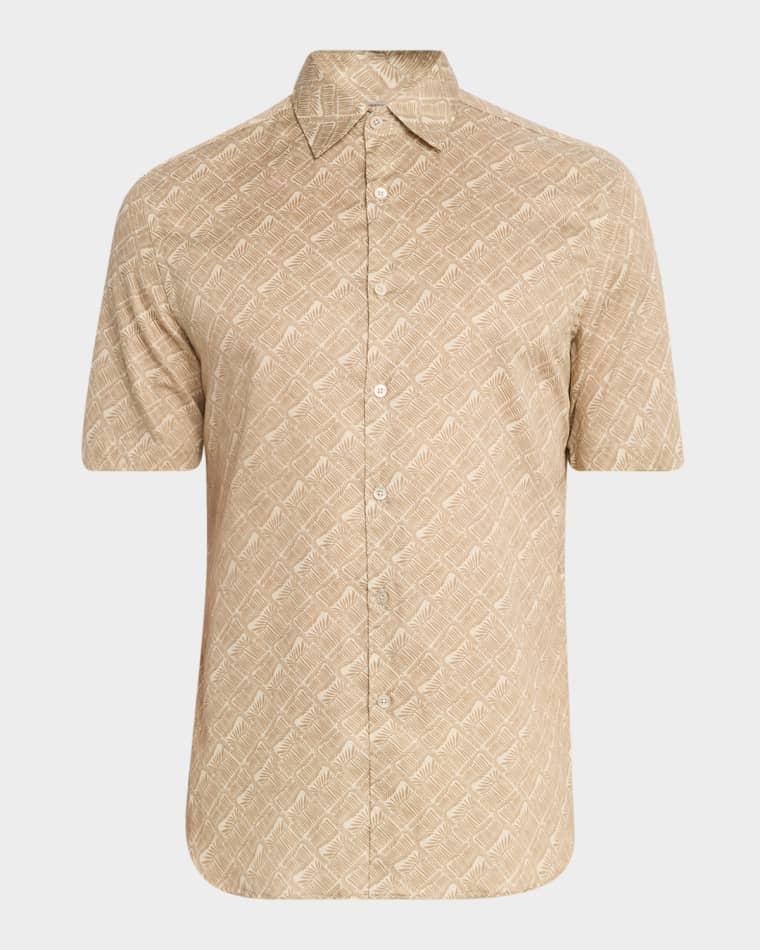 Men's Foliage-Print Cotton Short-Sleeve Shirt by CANALI