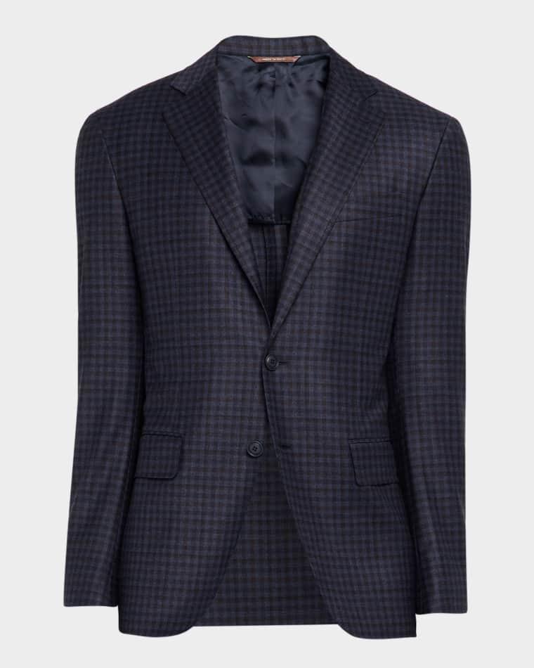 Men's Gingham Wool Stretch Sport Coat by CANALI
