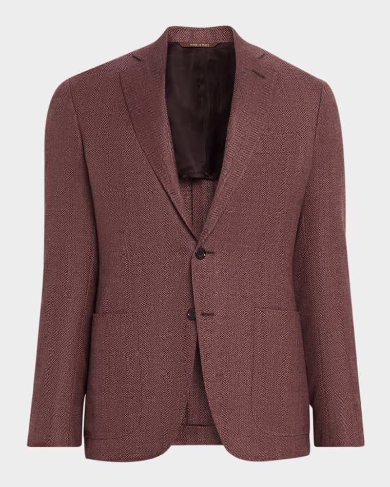 Men's Herringbone Notch Lapel Sport Coat by CANALI