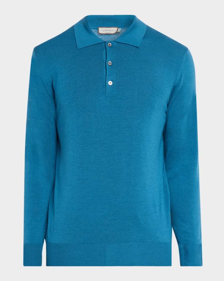Men's Merino Wool Knit Polo Sweater by CANALI