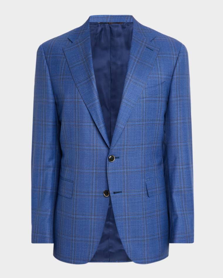 Men's Plaid Wool Single-Breasted Sport Coat by CANALI