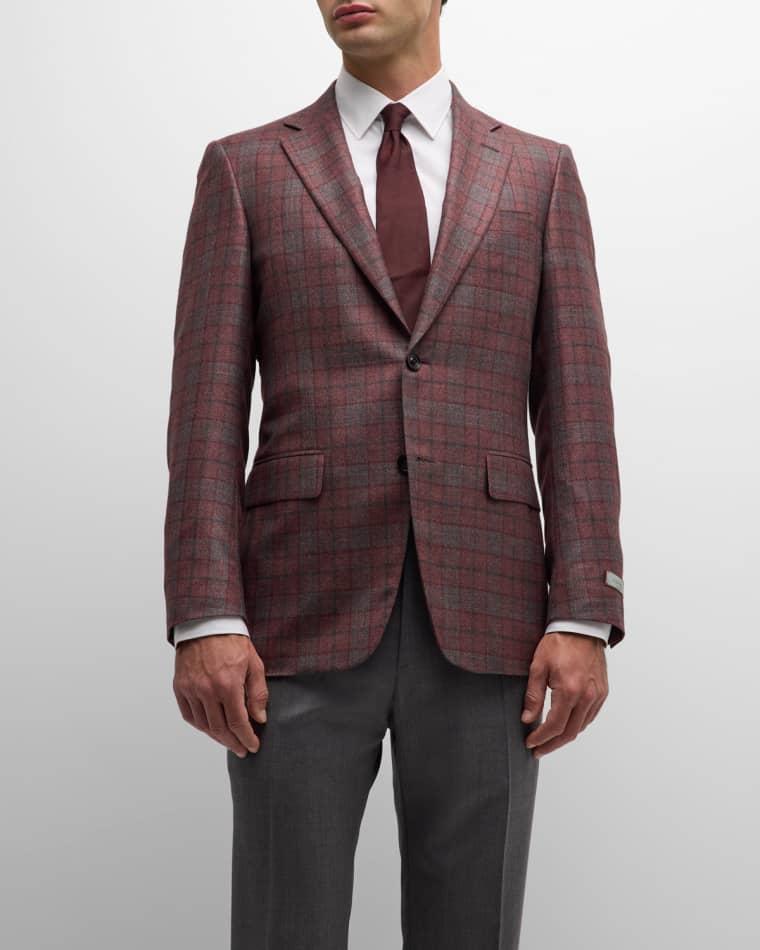 Men's Silk-Wool Plaid Sport Coat by CANALI