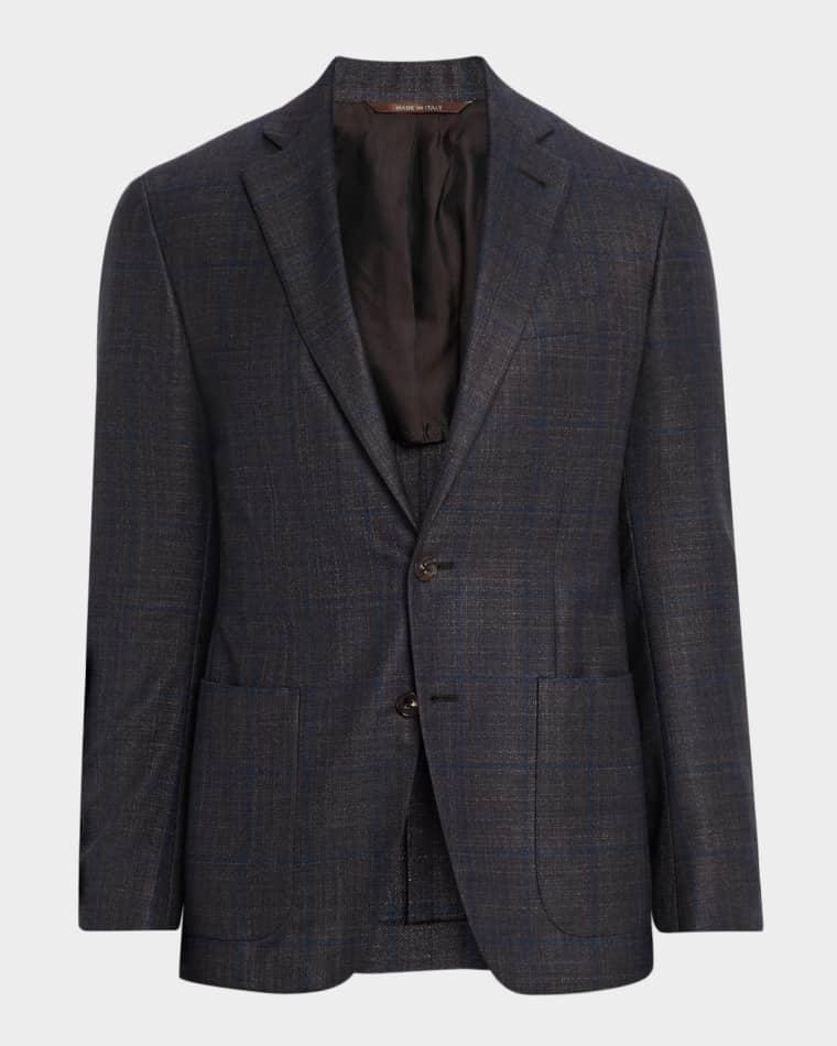 Men's Silk and Cashmere Windowpane Sport Coat by CANALI