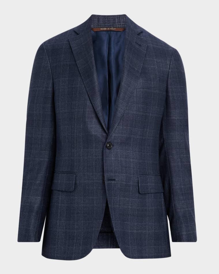 Men's Tonal Plaid Wool Stretch Sport Coat by CANALI