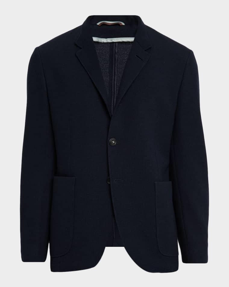 Men's Wool and Cotton Jersey Textured Blazer by CANALI