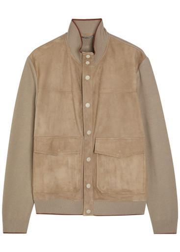 Panelled suede and ribbed-knit jacket by CANALI