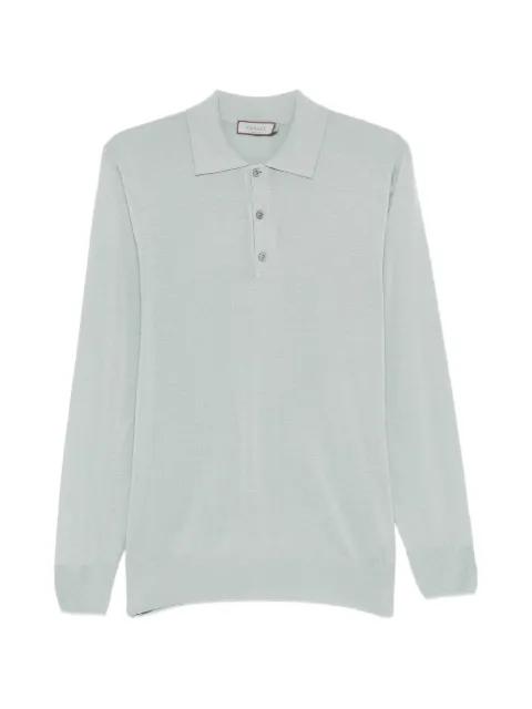 button-up ribbed-knit polo shirt by CANALI