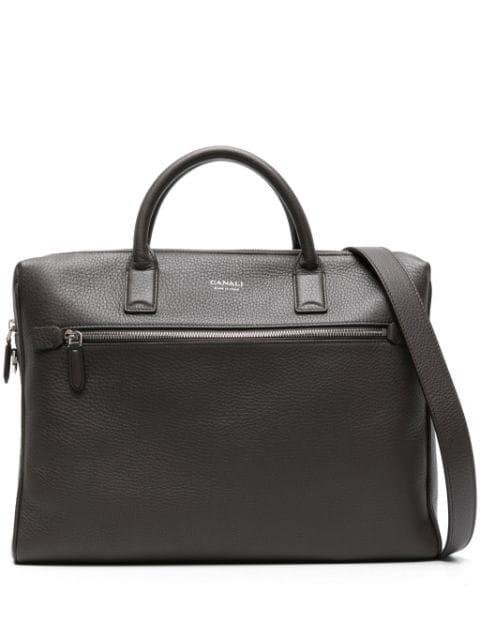 grained leather briefcase by CANALI