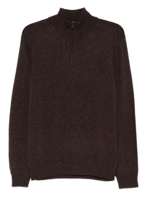 half-zip speckled wool sweater by CANALI