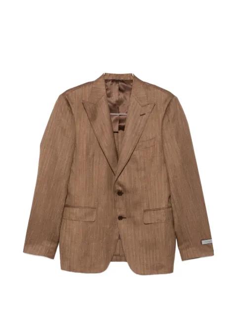 herringbone-pattern notch-lapels blazer by CANALI