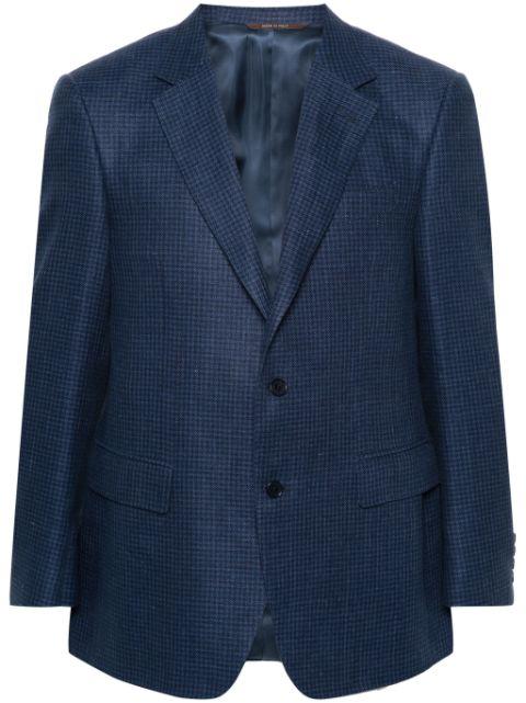 houndstooth linen-blend blazer by CANALI