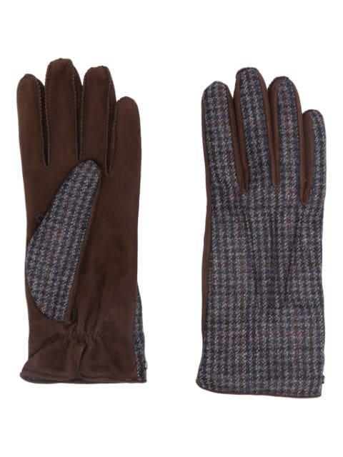 houndstooth-pattern suede gloves by CANALI