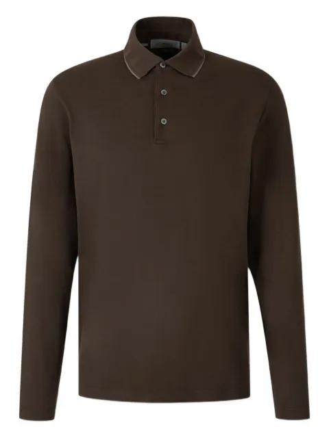 long-sleeve ribbed-trim polo shirt by CANALI