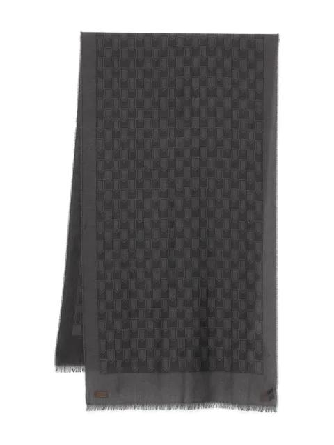 shield-pattern fringed scarf by CANALI