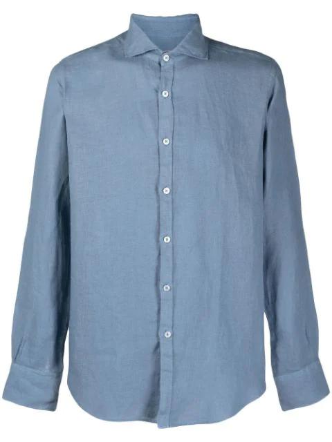 slim-fit linen shirt by CANALI