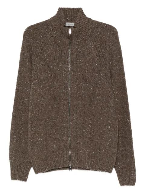 zip-front speckled cardigan by CANALI