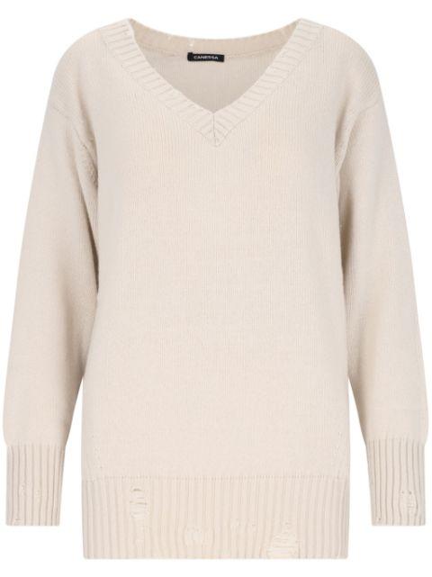 destroyed-detailing sweater by CANESSA