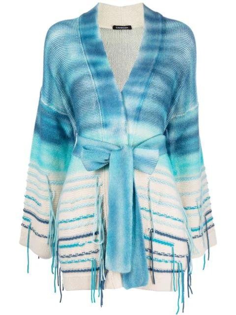 fringed-detail cashmere cardigan by CANESSA