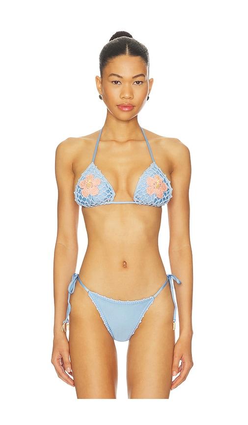 Capittana Missy Flowers Top in Blue,Coral by CAPITTANA