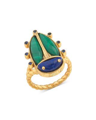 Amethyst & Turquoise Scarab Grande Ring by CAPUCINE DE WULF