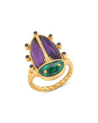 Amethyst & Turquoise Scarab Grande Ring by CAPUCINE DE WULF